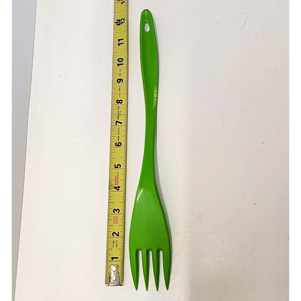 Green Plastic Reusable Cooking/Serving Fork Kitchen Utensil 8 in